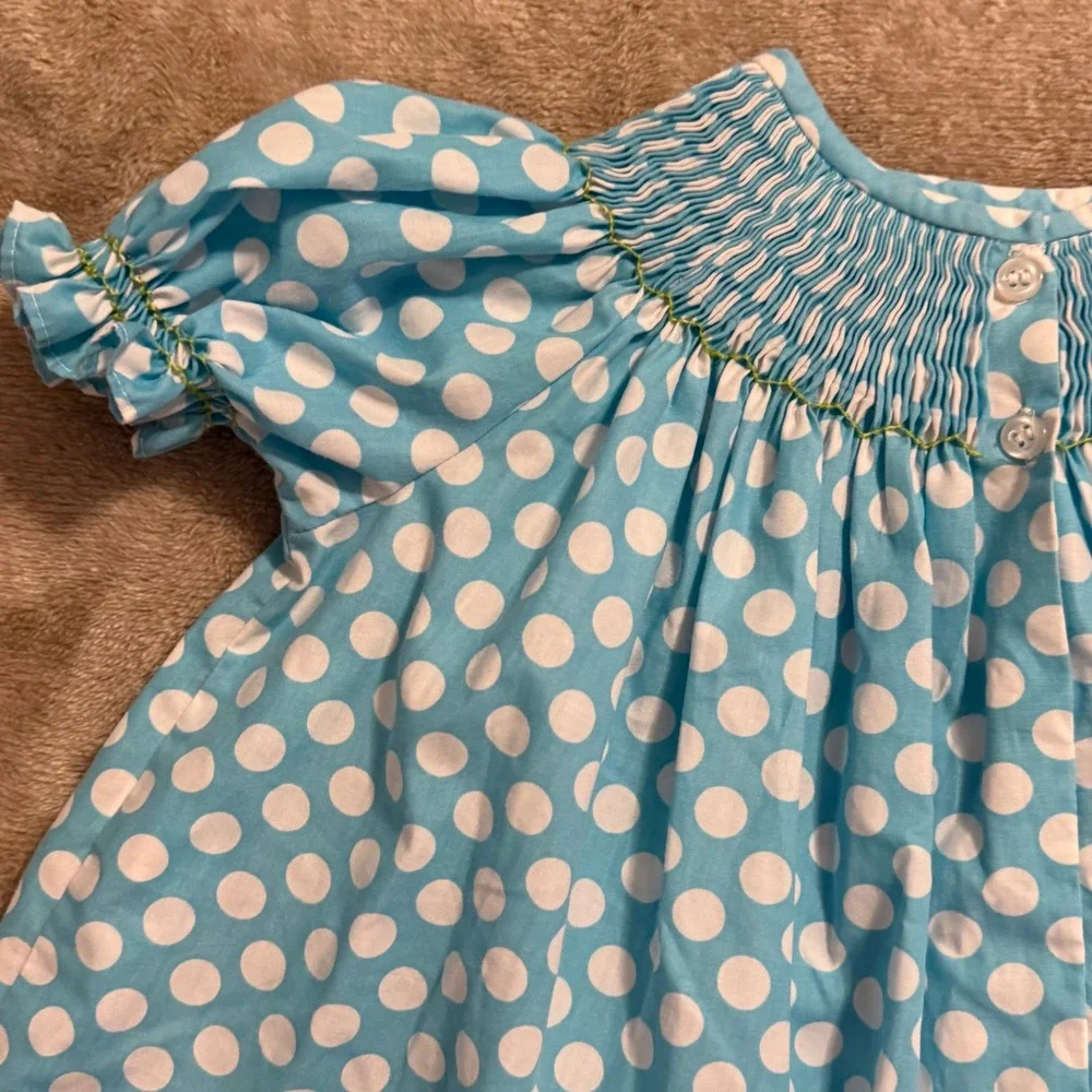 Lolly Wolly Doodle Girls Smocked ABC Apple Polka Dot Top and Shorts Set Size 5
